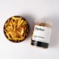 Jackfruit chips in bowl top view with jar
